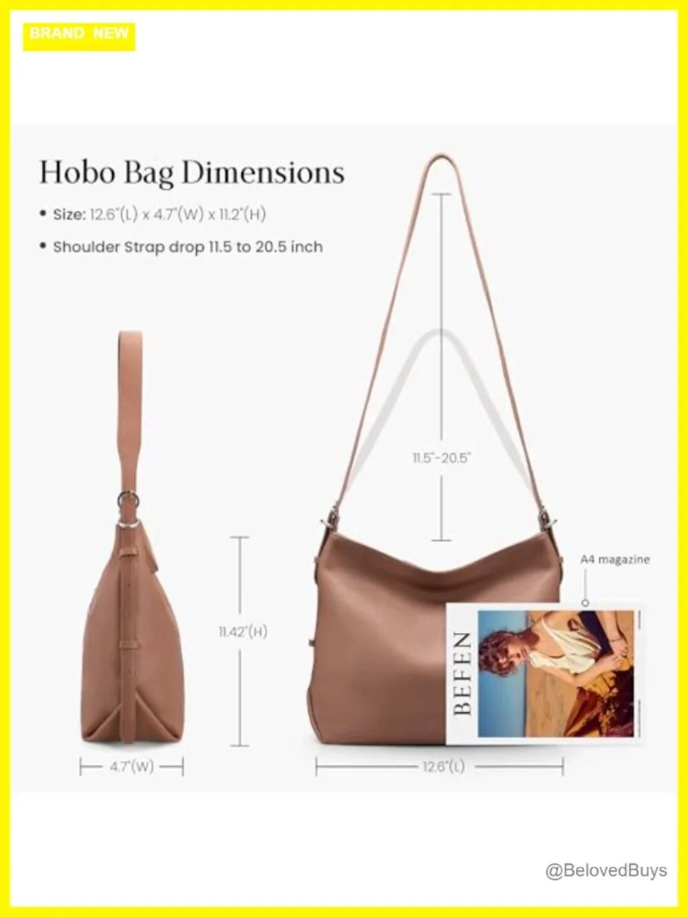 Genuine Leather Crossbody Hobo Purse with 2 Straps, Large Capacity Shoulder Bag